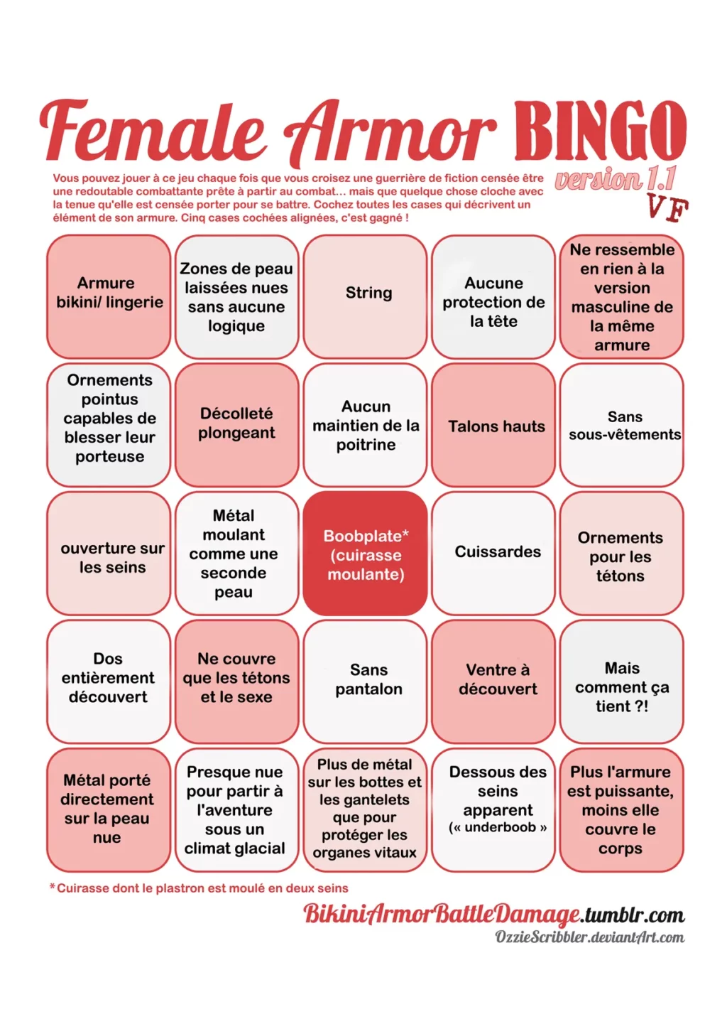 Female Armor Bingo